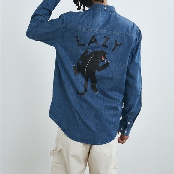 Lazy Oaf Other - lazy oaf panther denim shirt size S